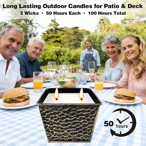 Citronella Candles Outdoor, Large 12oz 2-Pack Soy Wax Candles with Citronella Oil, 2 Wicks, 50-Hour Burn Time Each, Natural Outdoor Candles for Patio, Garden, Deck, Backyard and Summer Nights in Saudi Arabia
