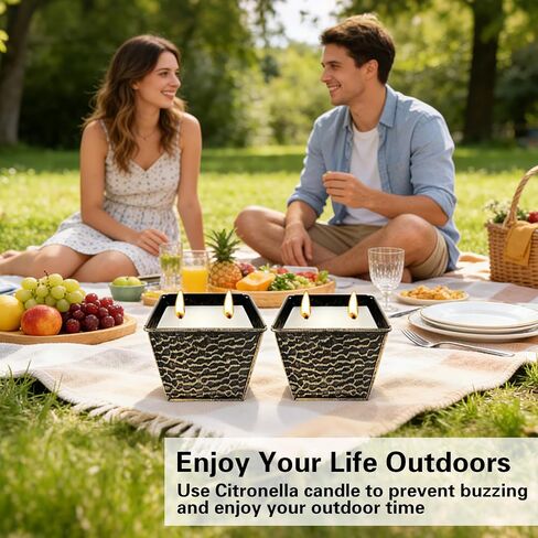 Citronella Candles Outdoor, Large 12oz 2-Pack Soy Wax Candles with Citronella Oil, 2 Wicks, 50-Hour Burn Time Each, Natural Outdoor Candles for Patio, Garden, Deck, Backyard and Summer Nights in Saudi Arabia