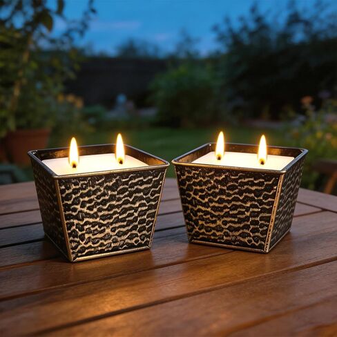 Citronella Candles Outdoor, Large 12oz 2-Pack Soy Wax Candles with Citronella Oil, 2 Wicks, 50-Hour Burn Time Each, Natural Outdoor Candles for Patio, Garden, Deck, Backyard and Summer Nights in Saudi Arabia