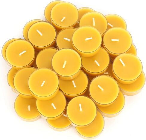 36 Packs Beeswax Tealight Candles- 4 Hour Burn Time Beeswax Candles Burn Evenly and Clean Bees Wax Candles Bulk Smokeless Beeswax Tea Lights for Relaxing Air Purification in Saudi Arabia