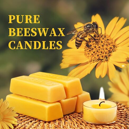 36 Packs Beeswax Tealight Candles- 4 Hour Burn Time Beeswax Candles Burn Evenly and Clean Bees Wax Candles Bulk Smokeless Beeswax Tea Lights for Relaxing Air Purification in Saudi Arabia