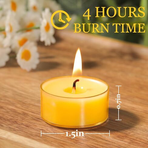 36 Packs Beeswax Tealight Candles- 4 Hour Burn Time Beeswax Candles Burn Evenly and Clean Bees Wax Candles Bulk Smokeless Beeswax Tea Lights for Relaxing Air Purification in Saudi Arabia