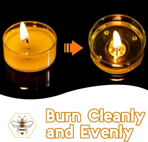 36 Packs Beeswax Tealight Candles- 4 Hour Burn Time Beeswax Candles Burn Evenly and Clean Bees Wax Candles Bulk Smokeless Beeswax Tea Lights for Relaxing Air Purification in Saudi Arabia