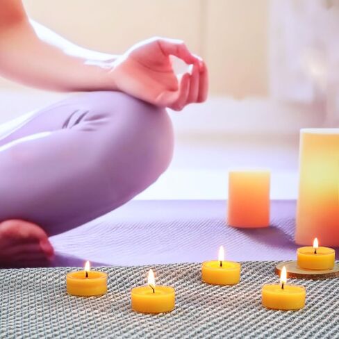 36 Packs Beeswax Tealight Candles- 4 Hour Burn Time Beeswax Candles Burn Evenly and Clean Bees Wax Candles Bulk Smokeless Beeswax Tea Lights for Relaxing Air Purification in Saudi Arabia