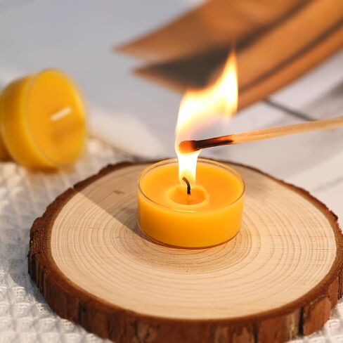 36 Packs Beeswax Tealight Candles- 4 Hour Burn Time Beeswax Candles Burn Evenly and Clean Bees Wax Candles Bulk Smokeless Beeswax Tea Lights for Relaxing Air Purification in Saudi Arabia