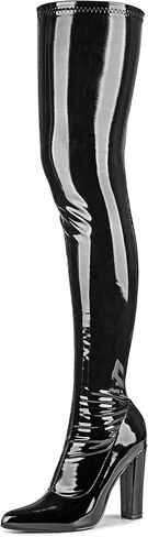 WSKEISP Thigh High Boots for Women Gogo Boot Heeled Over The Knee High Patent Leather 70s Long Tall Boots in Saudi Arabia