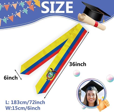 Flag Graduation Stole Sash, Flag Graduation Shawl Sash Stole Wraps Scarf For International Study Pride Women Men (Ecuador) in Saudi Arabia