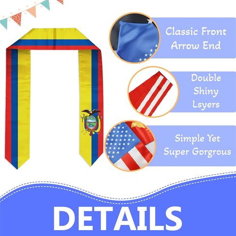 Flag Graduation Stole Sash, Flag Graduation Shawl Sash Stole Wraps Scarf For International Study Pride Women Men (Ecuador) in Saudi Arabia