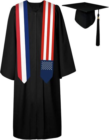 72 Inch France Flag and USA Flag Graduation Sash Unisex Adults Graduation Stole Scarf International (Not Include Baccalaureate Gown and Hat) in Kuwait