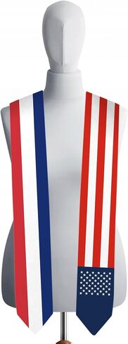 72 Inch France Flag and USA Flag Graduation Sash Unisex Adults Graduation Stole Scarf International (Not Include Baccalaureate Gown and Hat) in Kuwait