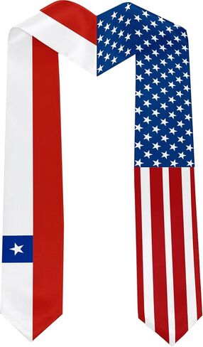 2026 Chile Flag and USA Flag Graduation Stole Graduation Sash Class of 2026 Graduation Scarf for International Student (Baccalaureate Gown and Hat Not Included) in Kuwait