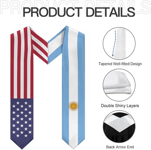 Argentina Mix United States Flag Graduation Stoles Shawls Sash International Study Graduate Scarves in Saudi Arabia