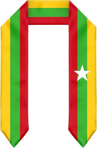 Myanmar Burma Flag Graduation Stole Sash for Study Aboard International Students Abroad Adult Unisex in Saudi Arabia