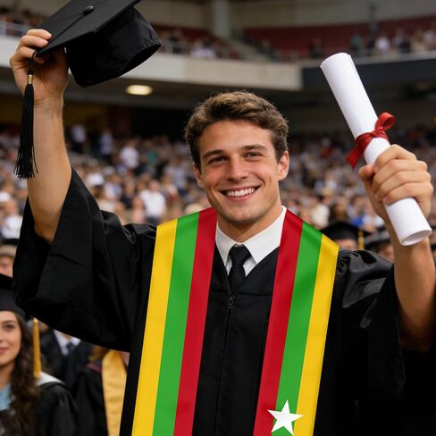 Myanmar Burma Flag Graduation Stole Sash for Study Aboard International Students Abroad Adult Unisex in Saudi Arabia