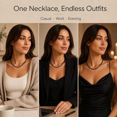 Gothic Black Zirconia Necklace – Dark Minimalist Choker Chain for Men & Women, Punk Aesthetic Jewelry with Brass Setting in Saudi Arabia