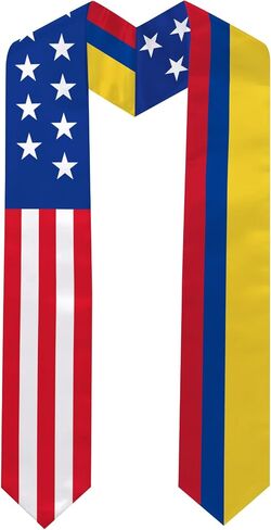 Colombia Flag Graduation Stole 72 x 5 Inches Decorative Ceremonial Accessory Sash for International Student (Baccalaureate Gown and Hat Not Included) in Kuwait