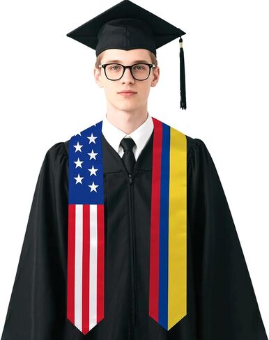 Colombia Flag Graduation Stole 72 x 5 Inches Decorative Ceremonial Accessory Sash for International Student (Baccalaureate Gown and Hat Not Included) in Kuwait