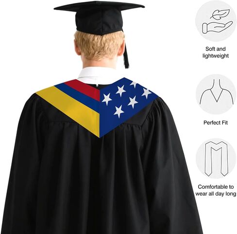 Colombia Flag Graduation Stole 72 x 5 Inches Decorative Ceremonial Accessory Sash for International Student (Baccalaureate Gown and Hat Not Included) in Kuwait