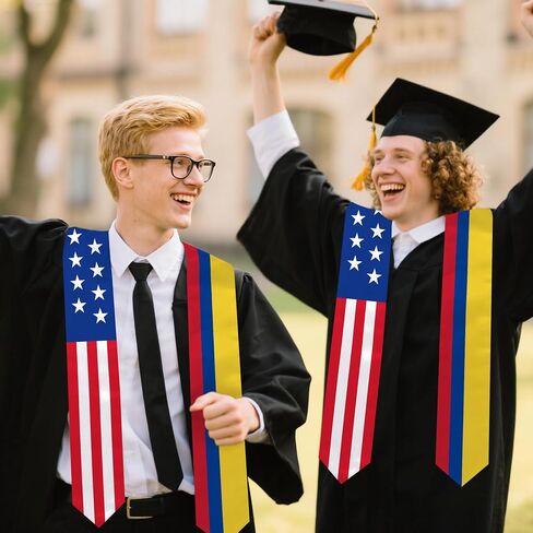 Colombia Flag Graduation Stole 72 x 5 Inches Decorative Ceremonial Accessory Sash for International Student (Baccalaureate Gown and Hat Not Included) in Kuwait