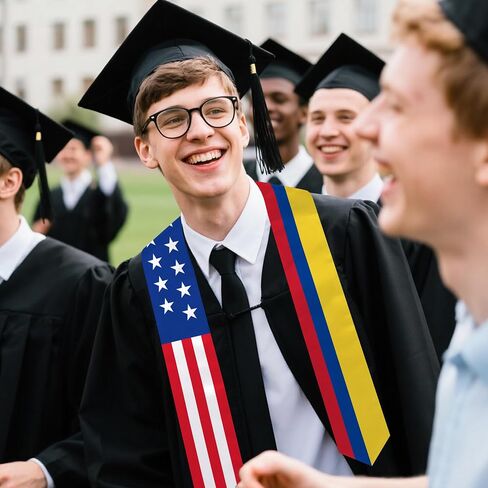 Colombia Flag Graduation Stole 72 x 5 Inches Decorative Ceremonial Accessory Sash for International Student (Baccalaureate Gown and Hat Not Included) in Kuwait