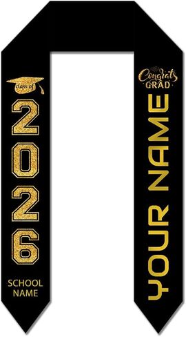 Dicodes Custom Graduation Stoles with Photo Personalized Congratulation Gifts Class of 2026 Graduation Sash for University in Saudi Arabia