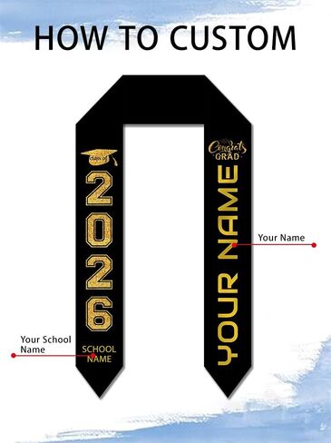 Dicodes Custom Graduation Stoles with Photo Personalized Congratulation Gifts Class of 2026 Graduation Sash for University in Saudi Arabia