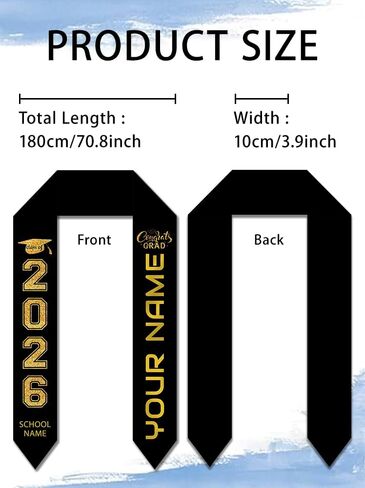Dicodes Custom Graduation Stoles with Photo Personalized Congratulation Gifts Class of 2026 Graduation Sash for University in Saudi Arabia