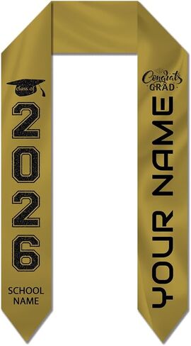 Dicodes Custom Graduation Stoles with Photo Personalized Congratulation Gifts Class of 2026 Graduation Sash for University in Saudi Arabia