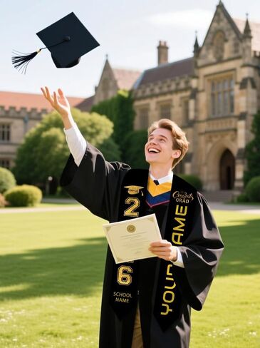 Dicodes Custom Graduation Stoles with Photo Personalized Congratulation Gifts Class of 2026 Graduation Sash for University in Saudi Arabia