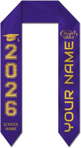 Dicodes Custom Graduation Stoles with Photo Personalized Congratulation Gifts Class of 2026 Graduation Sash for University in Saudi Arabia