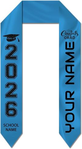 Dicodes Custom Graduation Stoles with Photo Personalized Congratulation Gifts Class of 2026 Graduation Sash for University in Saudi Arabia