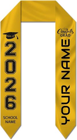 Dicodes Custom Graduation Stoles with Photo Personalized Congratulation Gifts Class of 2026 Graduation Sash for University in Saudi Arabia