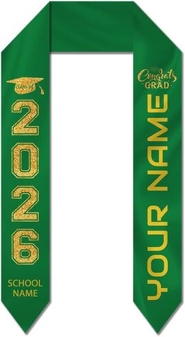 Dicodes Custom Graduation Stoles with Photo Personalized Congratulation Gifts Class of 2026 Graduation Sash for University in Saudi Arabia