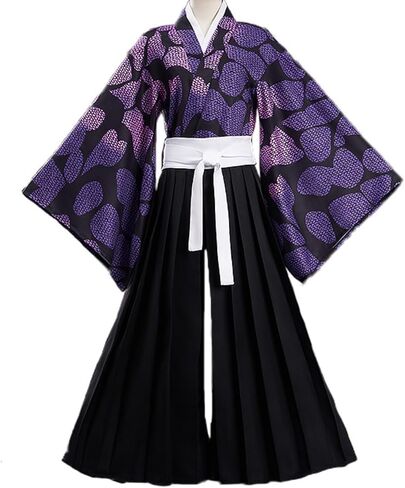 Men Cosplay Anime Movie Costumes Samurai Outfit Purple Kimono Full Set for Halloween Party in Saudi Arabia