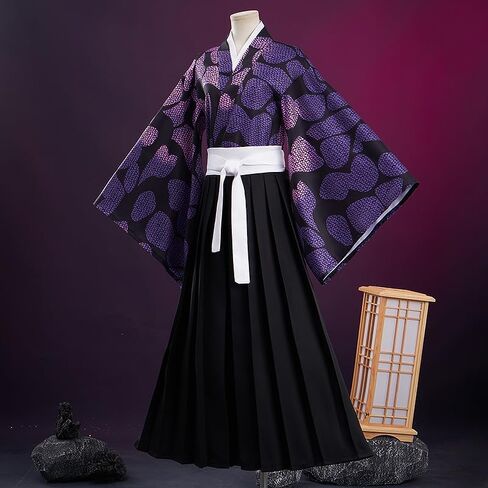 Men Cosplay Anime Movie Costumes Samurai Outfit Purple Kimono Full Set for Halloween Party in Saudi Arabia