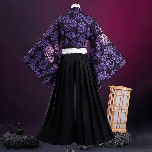Men Cosplay Anime Movie Costumes Samurai Outfit Purple Kimono Full Set for Halloween Party in Saudi Arabia