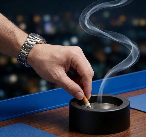 Portable Windproof Mini Ashtray– Compact, Durable, Easy to Clean Ash Tray for Travel,Car,Outdoor and Home Use-Black in Kuwait