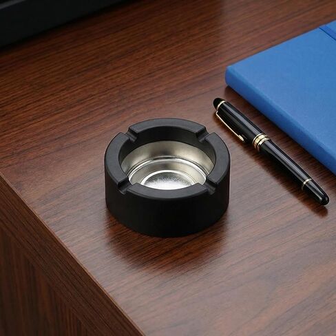 Portable Windproof Mini Ashtray– Compact, Durable, Easy to Clean Ash Tray for Travel,Car,Outdoor and Home Use-Black in Kuwait