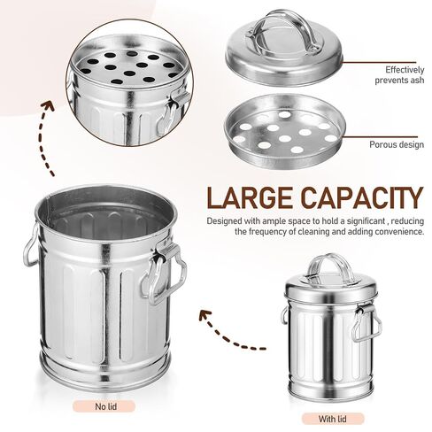 Ipetboom خمر دلو معدني مجلفن منفضة سجائر مع غطاء 5.70X3.93X3.93In صغيرة الحجم مكتب سلة المهملات للمنزل مكتب المطبخ محكم التدخين تخزين الرماد in Kuwait