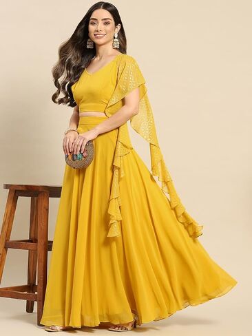 TRENDMALLS Women's Georgette Sequin Embroidery Work Lehenga Choli with Dupatta For Women Ready To Wear in Kuwait