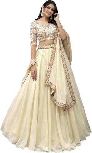 TRENDMALLS Women's Georgette Sequin Embroidery Work Lehenga Choli with Dupatta For Women Ready To Wear in Kuwait