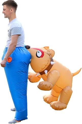 Inflatable Dogs Bite Costume for Adults Funny Dogs Bite People Blow up Hilarious Halloween Costumes Holiday Party Cosplay Costume in Saudi Arabia