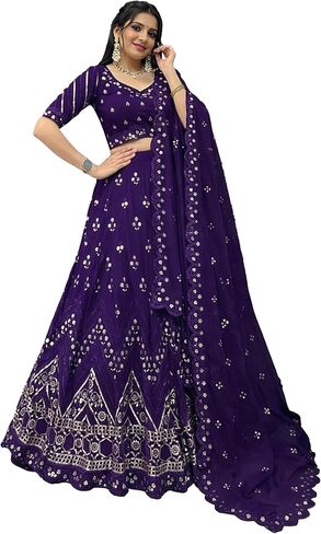 TRENDMALLS Women's Georgette Sequin Embroidery Work Lehenga Choli with Dupatta For Women Ready To Wear in Kuwait
