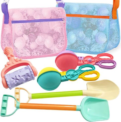 Beach Shell Bags - 3Pcs Seashell Collecting Bags for Holding Beach Shell with Adjustable Shoulder Straps, Sand Toys for Kids Picking Up Shells in Saudi Arabia
