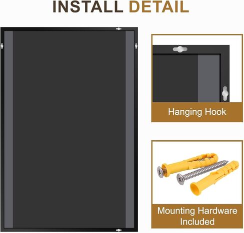 Rectangular Bathroom Mirror, 30"x20" Black Metal Framed Vanity Mirror, HD Shatterproof Wall Mirror, Horizontal or Vertical Hanging, Easy Installation for Bathroom, Bedroom, Living Room, Entryway in Saudi Arabia