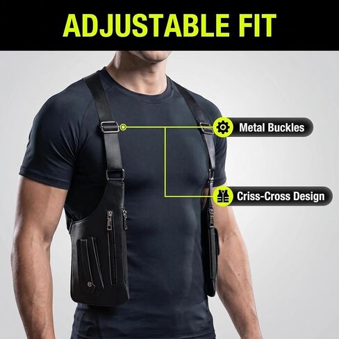 Men Underarm Holster Bag, Anti-Theft Double Shoulder Armpit Bag, Water Resistant PU Leather Hidden Chest Bag with Adjustable Strap, Hidden Phone Wallet Pocket for Travel Daily Commute Outdoor Hiking in Saudi Arabia