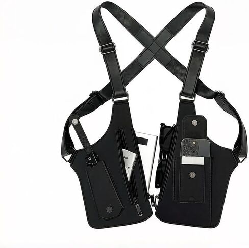 Men Underarm Holster Bag, Anti-Theft Double Shoulder Armpit Bag, Water Resistant PU Leather Hidden Chest Bag with Adjustable Strap, Hidden Phone Wallet Pocket for Travel Daily Commute Outdoor Hiking in Saudi Arabia