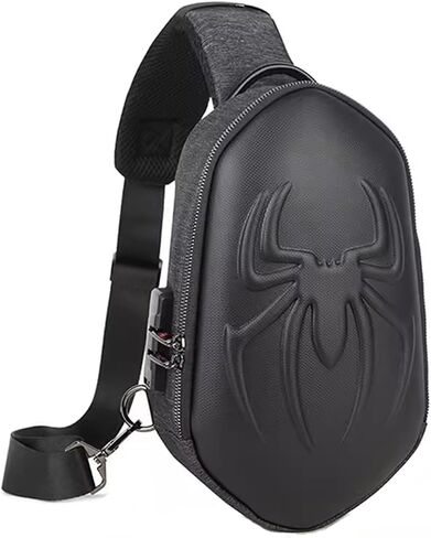 O-TBOST EVA Hard Shell Sling Bag for Men Anti-Theft Spider Crossbody Bag for Travel Cycling with USB Charging Port (Carbon Fiber) in Saudi Arabia