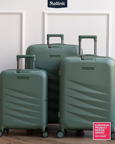 ROLLINK Foldable Mono Carry-On Suitcase 21" – Foldable Hardshell Luggage, Double Spinner Wheels, TSA Lock, Lightweight & Durable Travel Case – Scratch, Water & Impact Resistant (Hedge Green) in Saudi Arabia