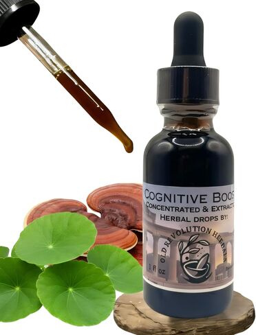 Ayurvedic Cognitive Boost | 100% Organic & Handmade Herbal Drops | Brain Blood Flow Formula | Brahmi, Gingko, Reishi, and More | Advanced Extract & Concentrate in Saudi Arabia